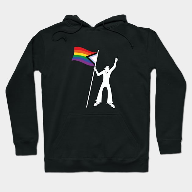 LGBTQ Bigfoot Rock On Progressive New Pride Flag Hoodie by Sonyi